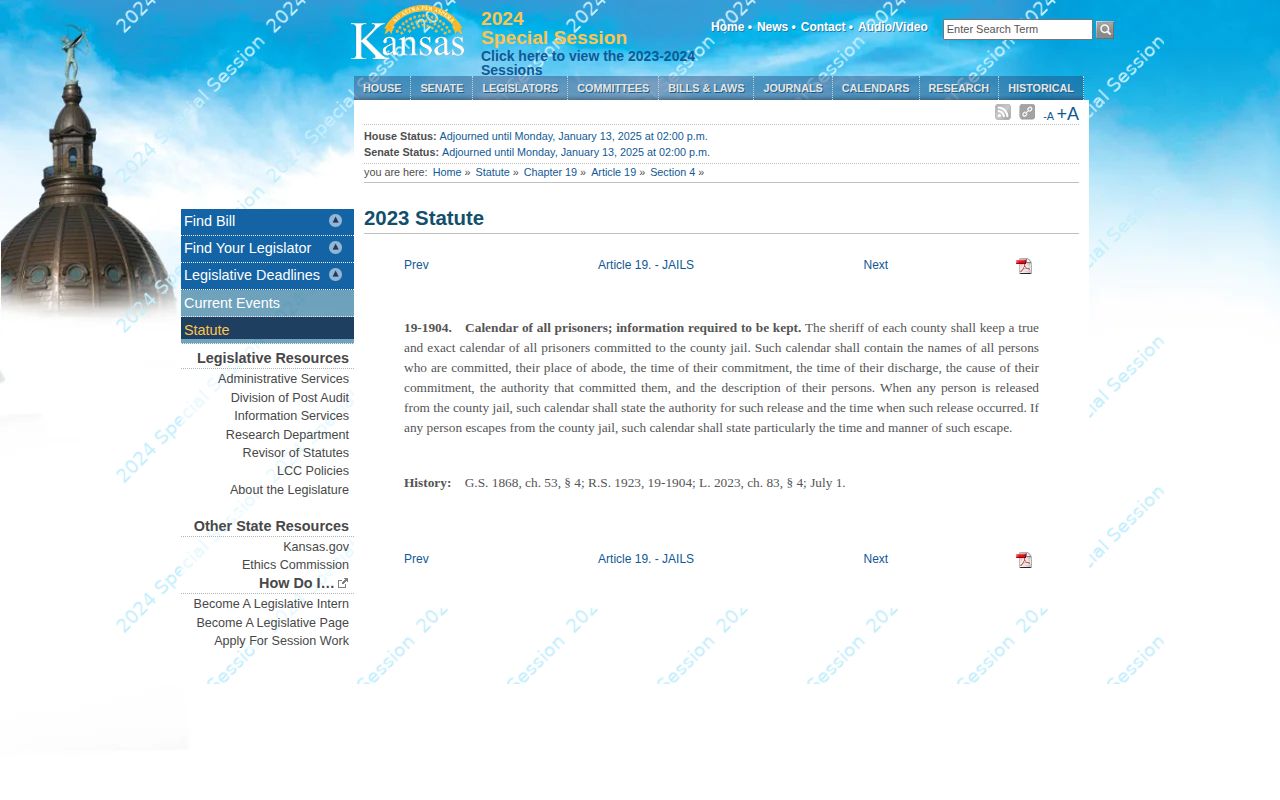 Elk County Jail release record calendar fields and discharge authority